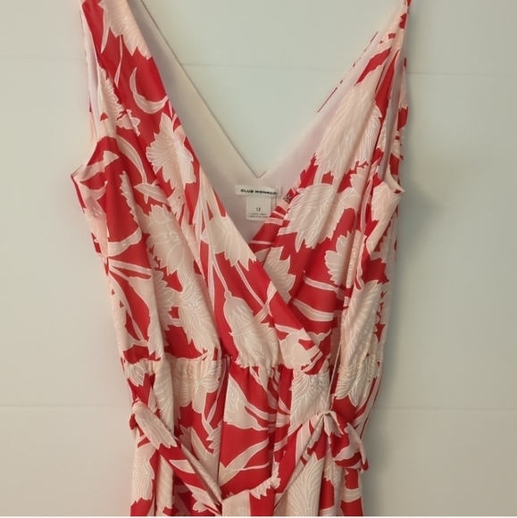 Club Monaco Nahala lightweight Wrap Floral Sleeveless Dress in Red and White 12 - Picture 5 of 10